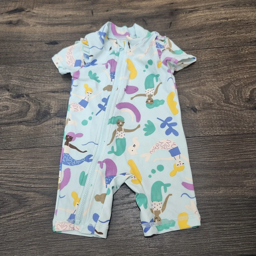 Carters Baby Ocean Mermaid Swim Suit‎ One-Piece Rashguard 3 Month